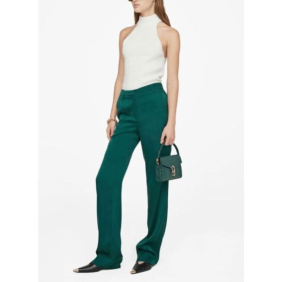 Anine Bing Classic Pants Emerald Green - Picture 1 of 13